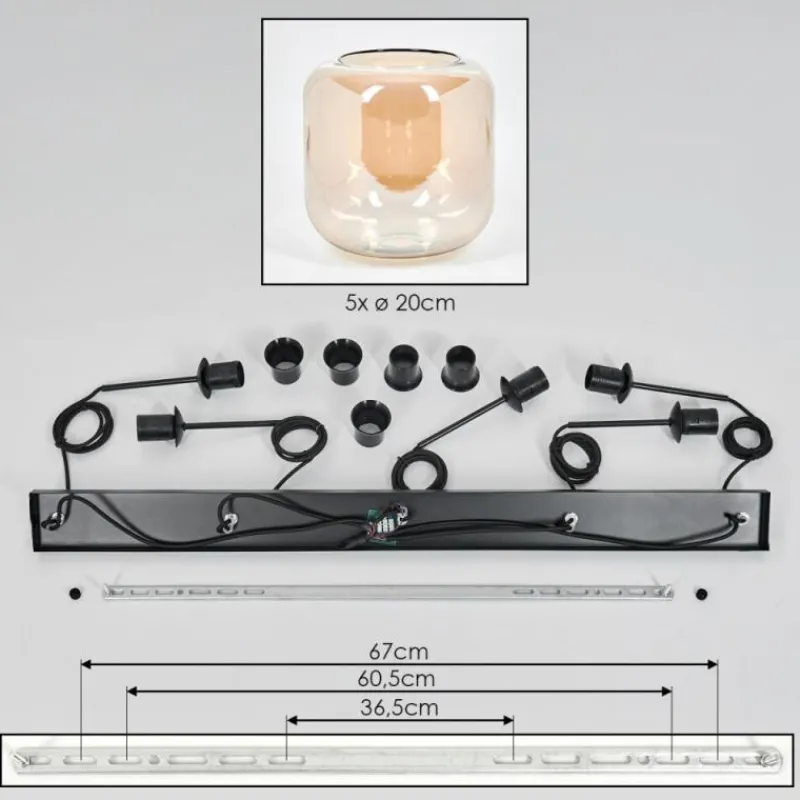 hofstein Lauden Suspension Ambre, 5 lumières