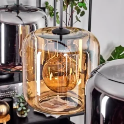 hofstein Lauden Suspension Ambre, Chrome, 4 lumières