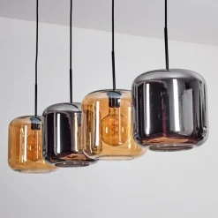 hofstein Lauden Suspension Ambre, Chrome, 4 lumières