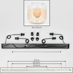 hofstein Lauden Suspension Ambre, Clair, 4 lumières