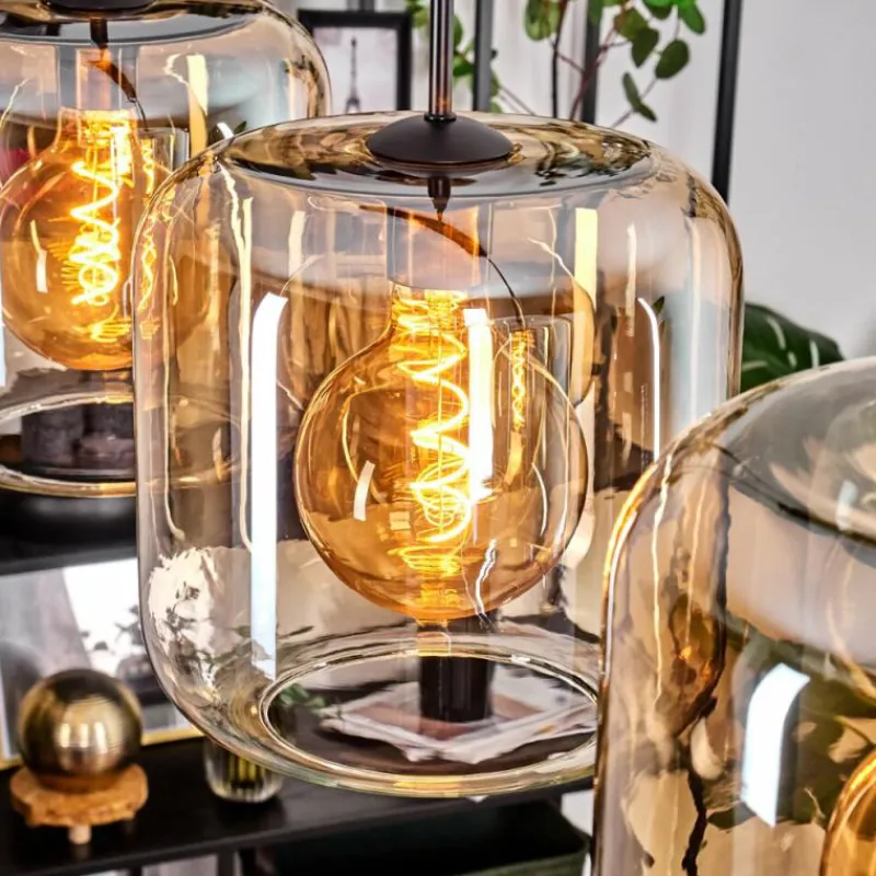 hofstein Lauden Suspension Ambre, Clair, 4 lumières