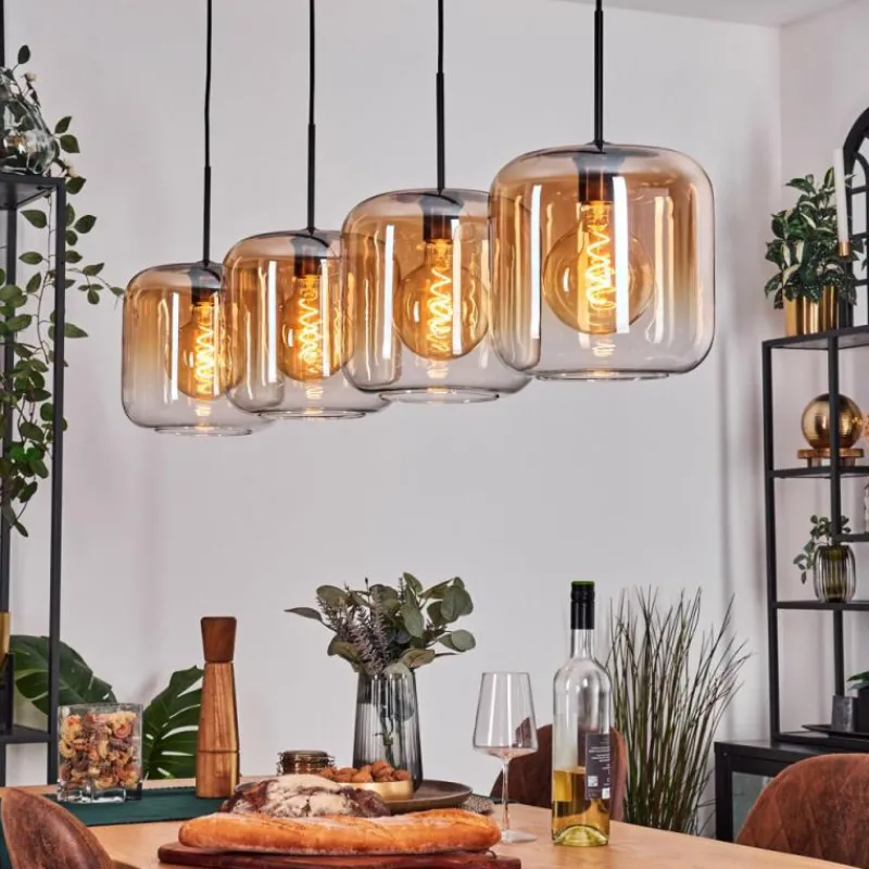 hofstein Lauden Suspension Ambre, Clair, 4 lumières