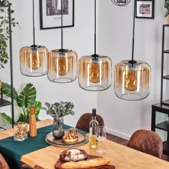 hofstein Lauden Suspension Ambre, Clair, 4 lumières