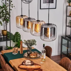 hofstein Lauden Suspension Ambre, Clair, Fumé, 4 lumières