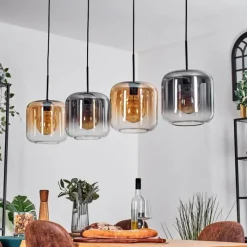 hofstein Lauden Suspension Ambre, Clair, Fumé, 4 lumières