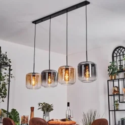 hofstein Lauden Suspension Ambre, Clair, Fumé, 4 lumières