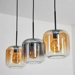 hofstein Lauden Suspension Ambre, Clair, Fumé, 3 lumières
