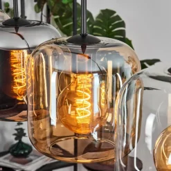 hofstein Lauden Suspension Ambre, Chrome, Clair, 4 lumières