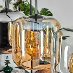 hofstein Lauden Suspension Ambre, Chrome, Clair, 4 lumières