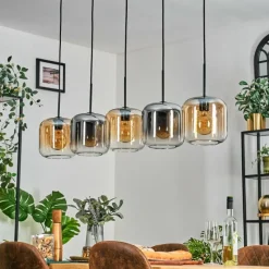 hofstein Lauden Suspension Ambre, Clair, Fumé, 5 lumières