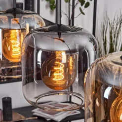 hofstein Lauden Suspension Ambre, Clair, Fumé, 5 lumières