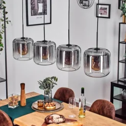 hofstein Lauden Suspension Clair, Fumé, 4 lumières