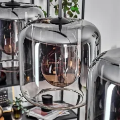 hofstein Lauden Suspension Clair, Fumé, 4 lumières