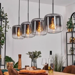 hofstein Lauden Suspension Clair, Fumé, 4 lumières