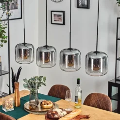 hofstein Lauden Suspension Clair, Fumé, 4 lumières