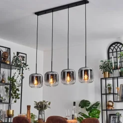 hofstein Lauden Suspension Clair, Fumé, 4 lumières