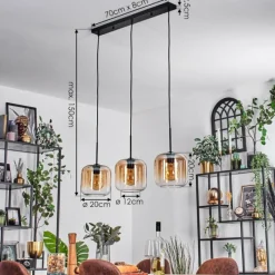 hofstein Lauden Suspension Noir, 3 lumières