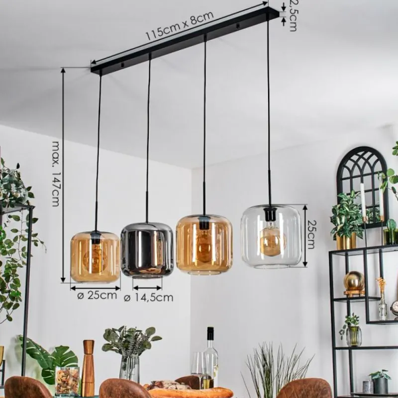 hofstein Lauden Suspension Noir, 4 lumières