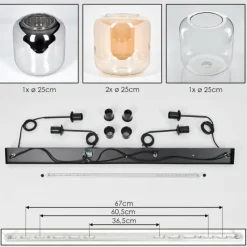 hofstein Lauden Suspension Noir, 4 lumières