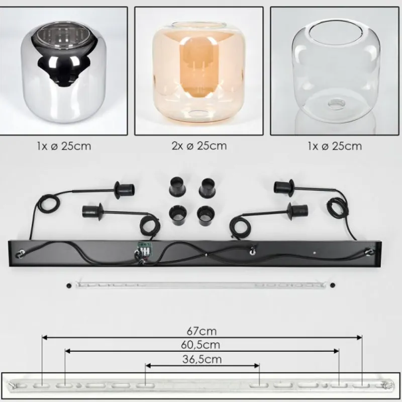 hofstein Lauden Suspension Noir, 4 lumières