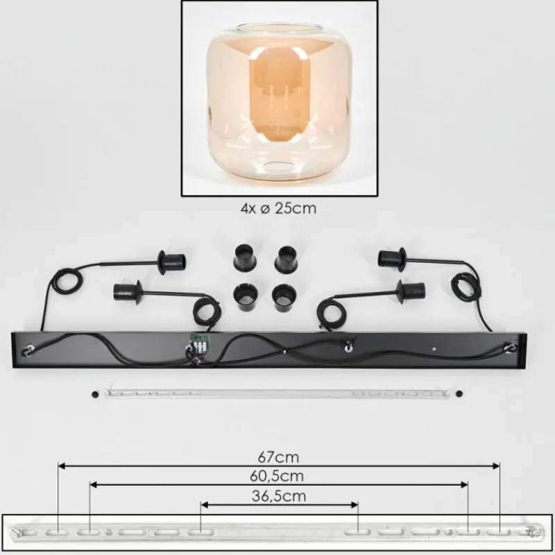 hofstein Lauden Suspension Noir, 4 lumières
