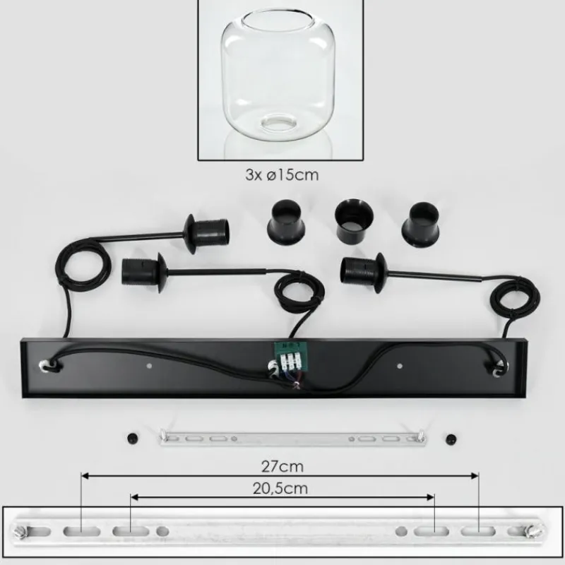 hofstein Lauden Suspension Noir, 3 lumières