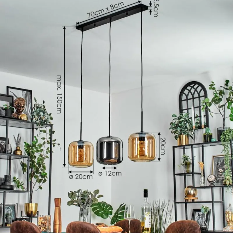 hofstein Lauden Suspension Noir, 3 lumières