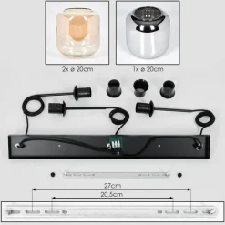 hofstein Lauden Suspension Noir, 3 lumières