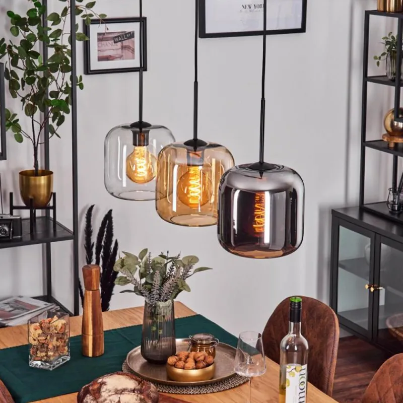 hofstein Lauden Suspension Noir, 3 lumières