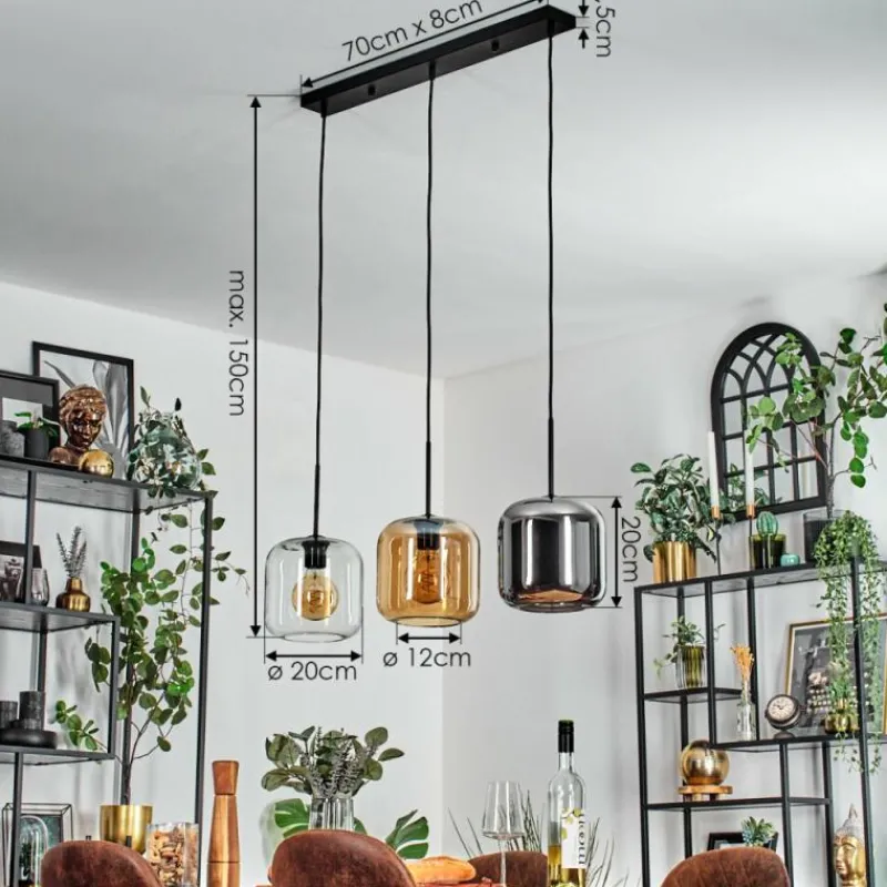 hofstein Lauden Suspension Noir, 3 lumières