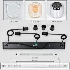hofstein Lauden Suspension Noir, 3 lumières