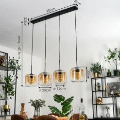 hofstein Lauden Suspension Noir, 4 lumières