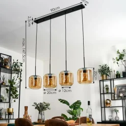 hofstein Lauden Suspension Noir, 4 lumières