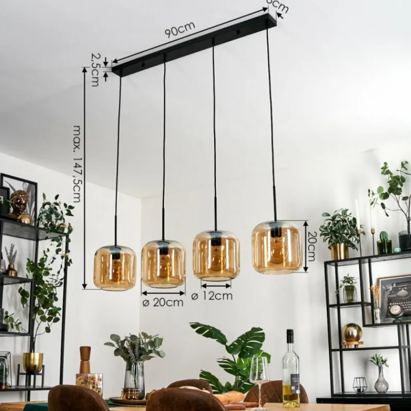 hofstein Lauden Suspension Noir, 4 lumières