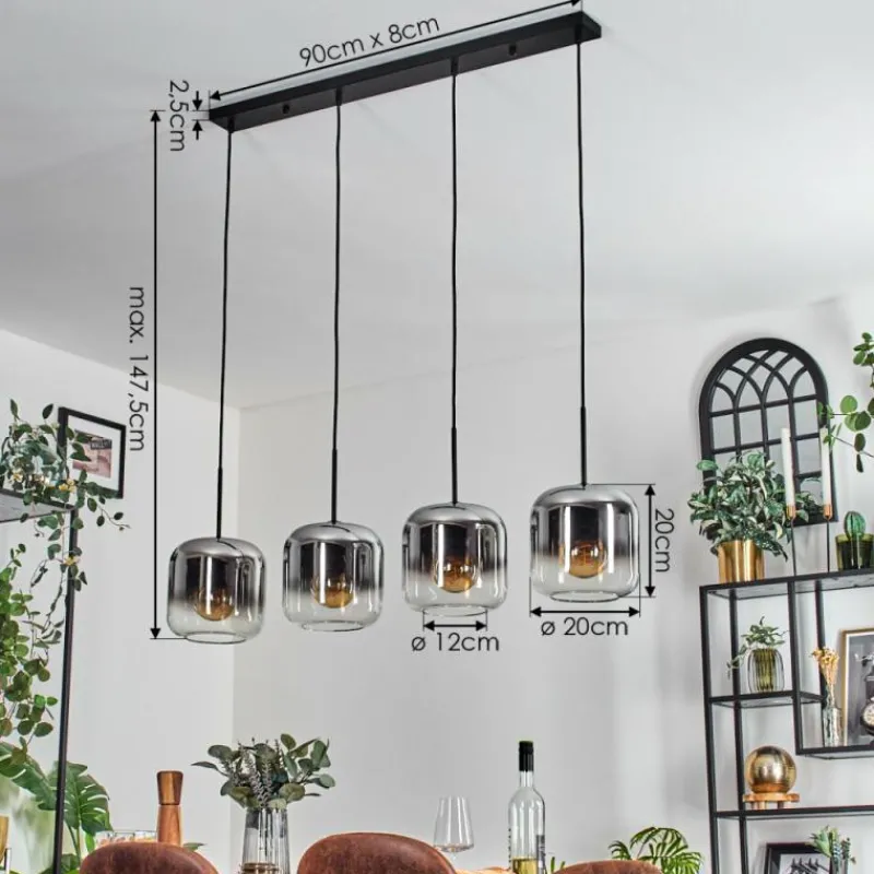 hofstein Lauden Suspension Noir, 4 lumières