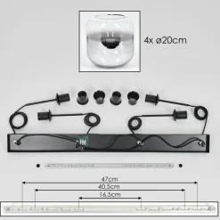 hofstein Lauden Suspension Noir, 4 lumières