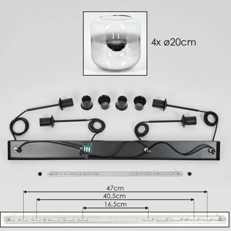 hofstein Lauden Suspension Noir, 4 lumières