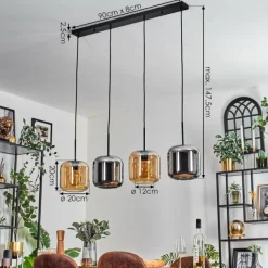 hofstein Lauden Suspension Noir, 4 lumières