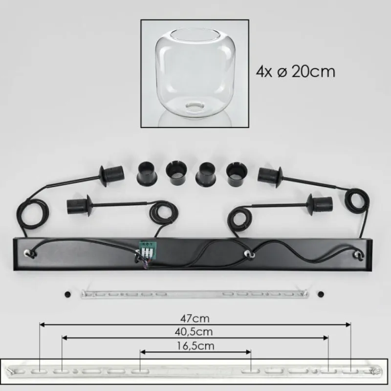 hofstein Lauden Suspension Noir, 4 lumières