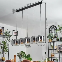 hofstein Lauden Suspension Noir, 5 lumières