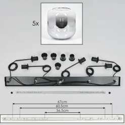 hofstein Lauden Suspension Noir, 5 lumières