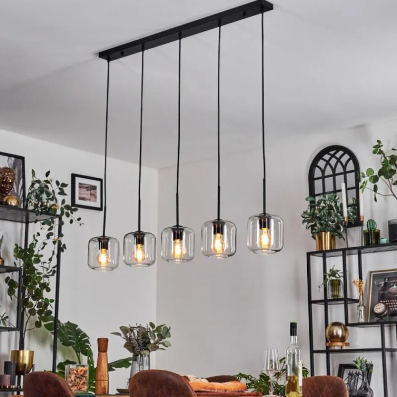 hofstein Lauden Suspension Noir, 5 lumières