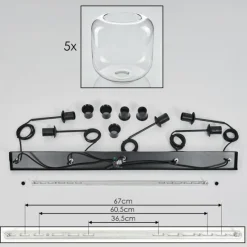 hofstein Lauden Suspension Noir, 5 lumières