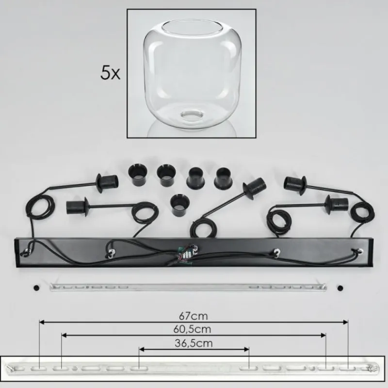 hofstein Lauden Suspension Noir, 5 lumières