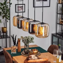 hofstein Lauden Suspension Noir, 5 lumières