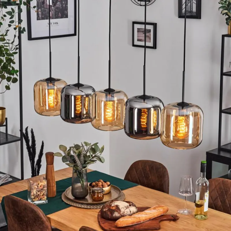 hofstein Lauden Suspension Noir, 5 lumières