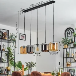 hofstein Lauden Suspension Noir, 5 lumières