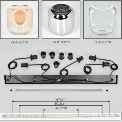 hofstein Lauden Suspension Noir, 5 lumières