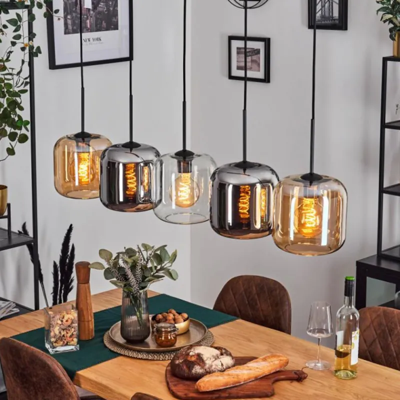 hofstein Lauden Suspension Noir, 5 lumières