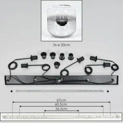 hofstein Lauden Suspension Noir, 5 lumières